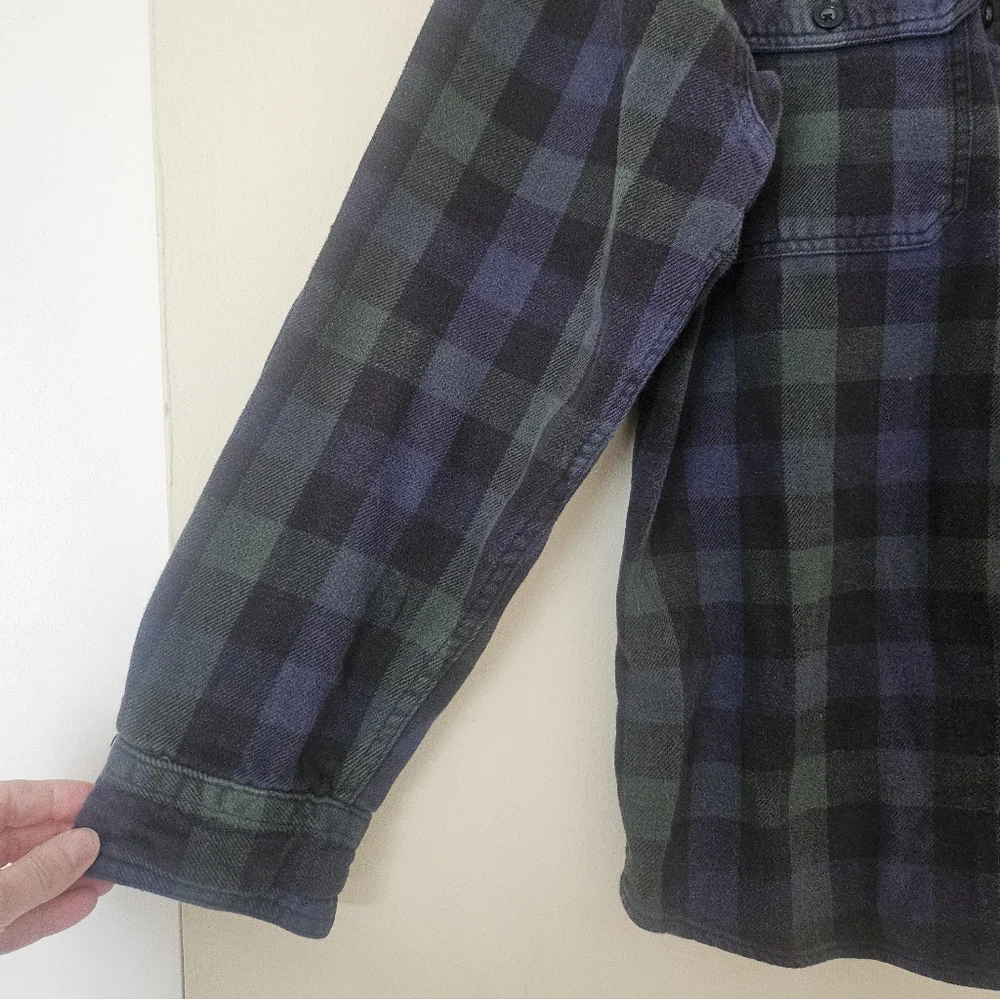 Woolrich Blackwatch Tartan Men's Plaid Flannel Button Up Shirt Blue Green Sz L